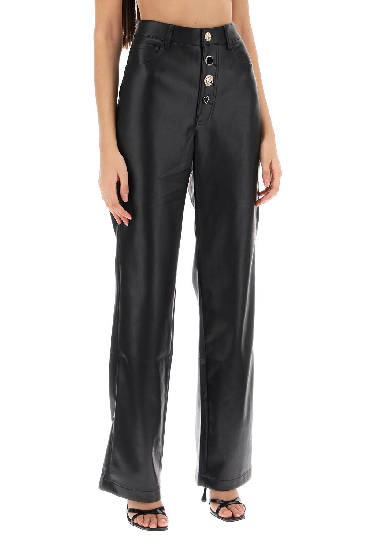 Rotate embellished button faux leather pants-women > clothing > trousers-Rotate-38-Black-Urbanheer