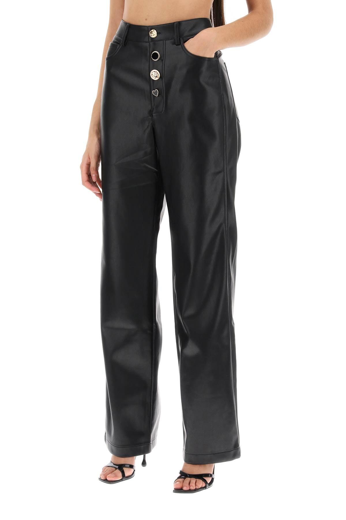 Rotate embellished button faux leather pants-women > clothing > trousers-Rotate-38-Black-Urbanheer