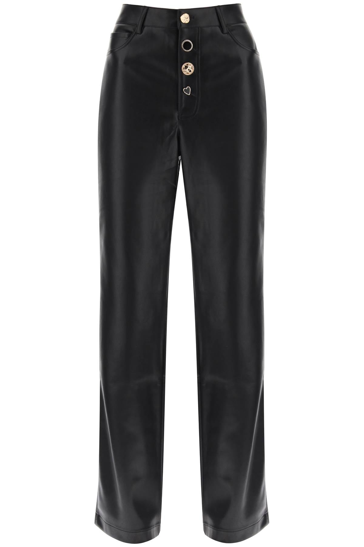 Rotate embellished button faux leather pants-women > clothing > trousers-Rotate-38-Black-Urbanheer