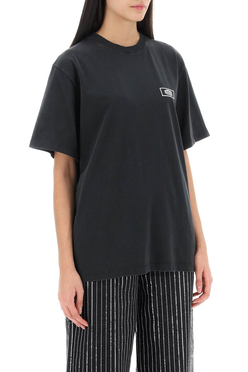 Rotate faded-effect t-shirt with logo embroidery-women > clothing > topwear-Rotate-Urbanheer