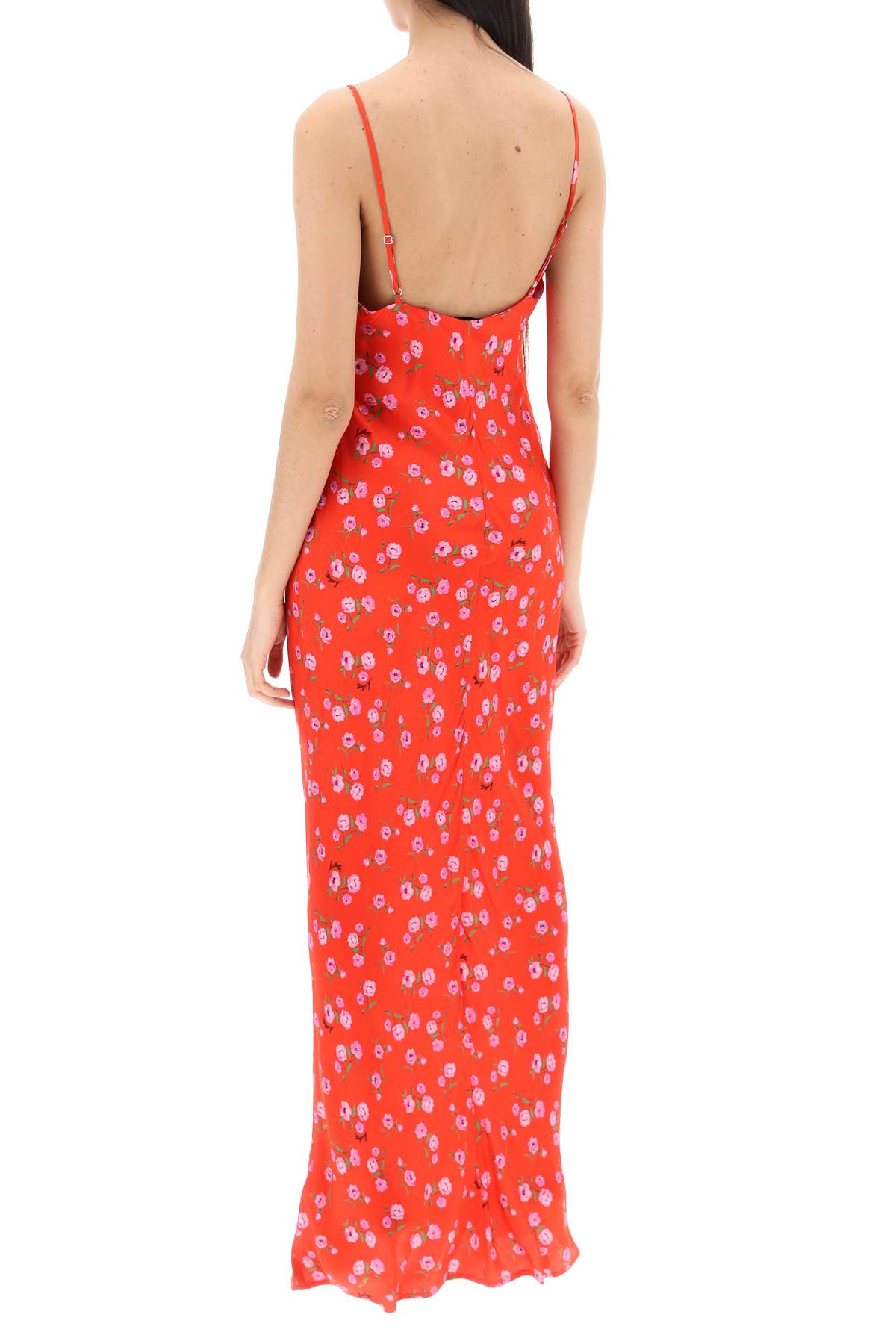Rotate Floral Printed Satin Maxi Slip Dress.-women > clothing > dresses > maxi-Rotate-36-Red-Urbanheer