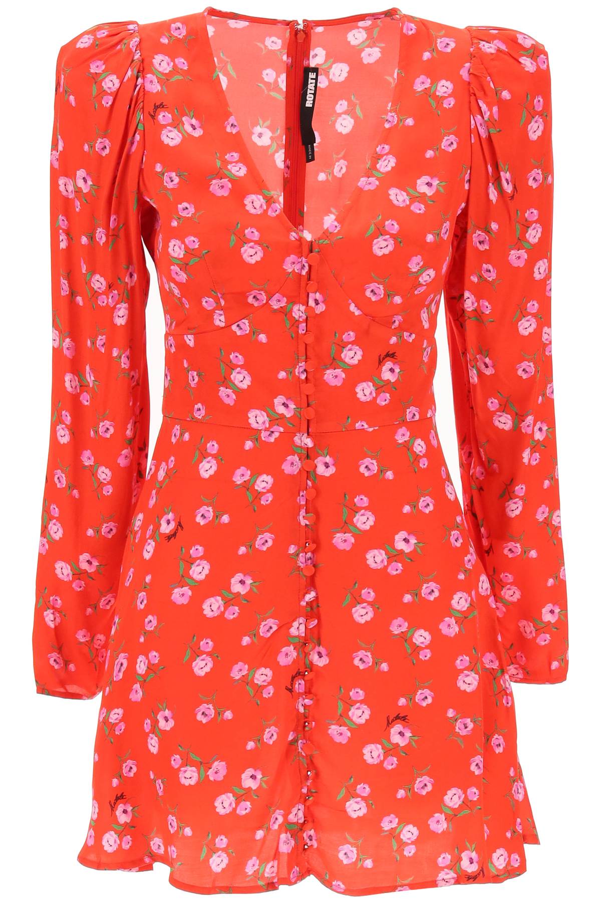 Rotate Floral Printed Satin Mini Dress-women > clothing > dresses > mini-Rotate-38-Red-Urbanheer