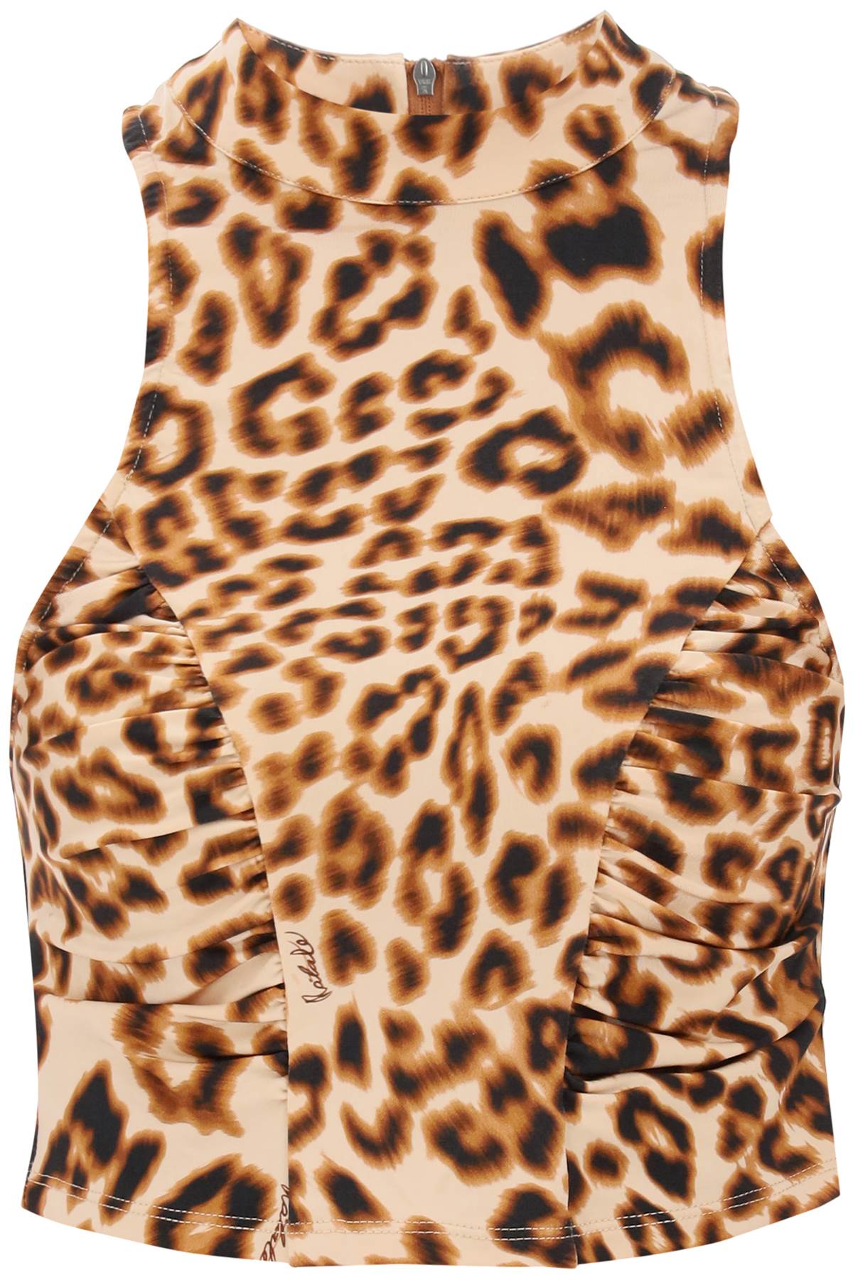 Rotate leopard print jersey crop top-women > clothing > tops-Rotate-Urbanheer