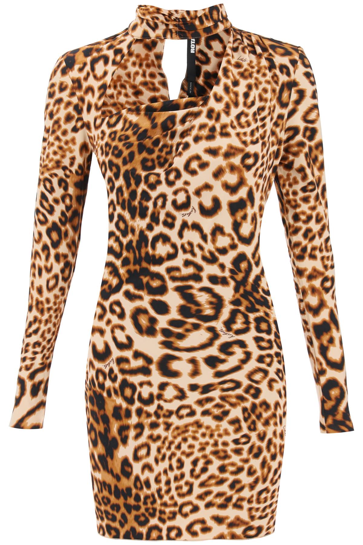 Rotate leopard printed jersey mini dress-women > clothing > dresses > mini-Rotate-Urbanheer