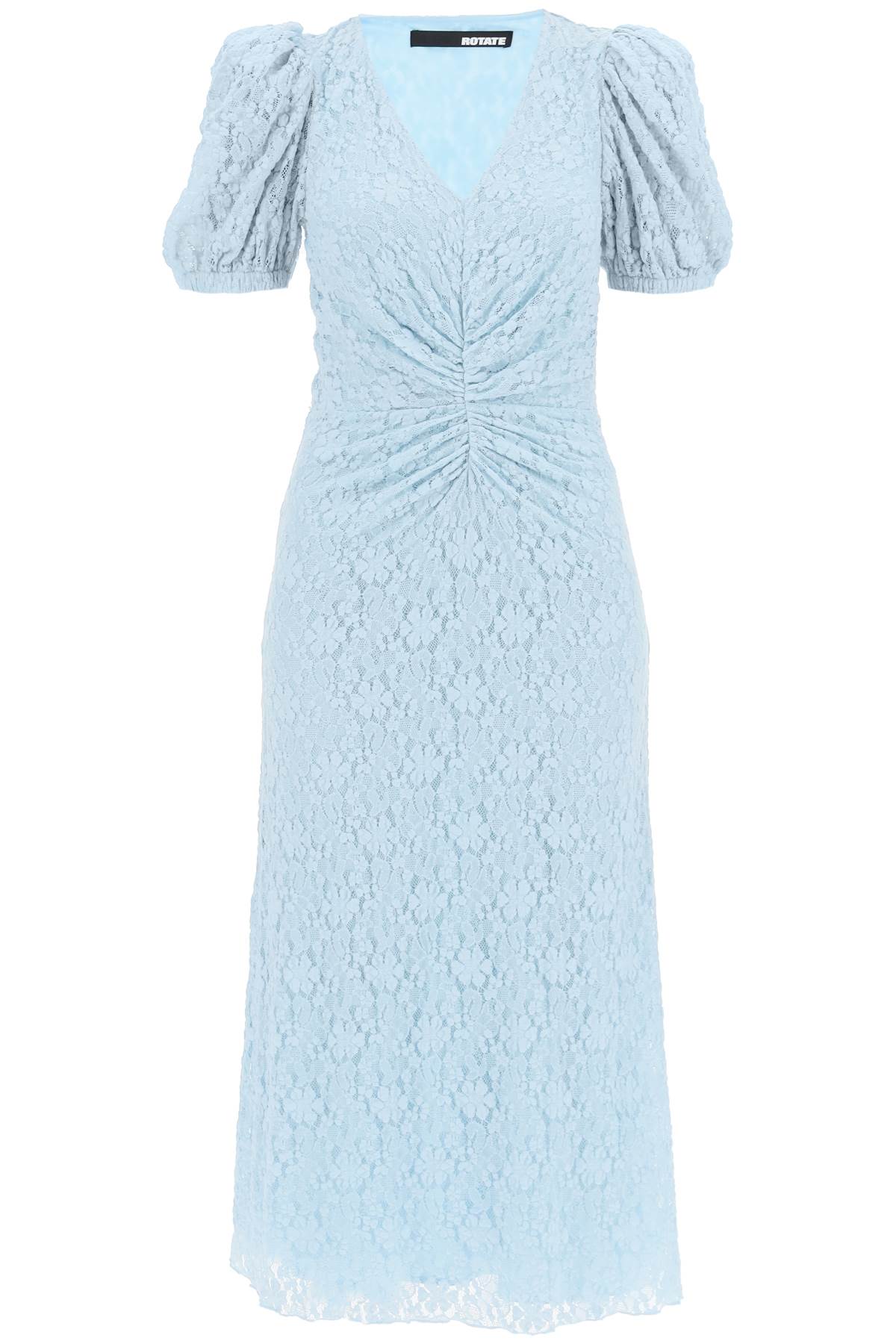 Rotate Midi Lace Dress With Puffed Sleeves-women > clothing > dresses > midi-Rotate-Urbanheer
