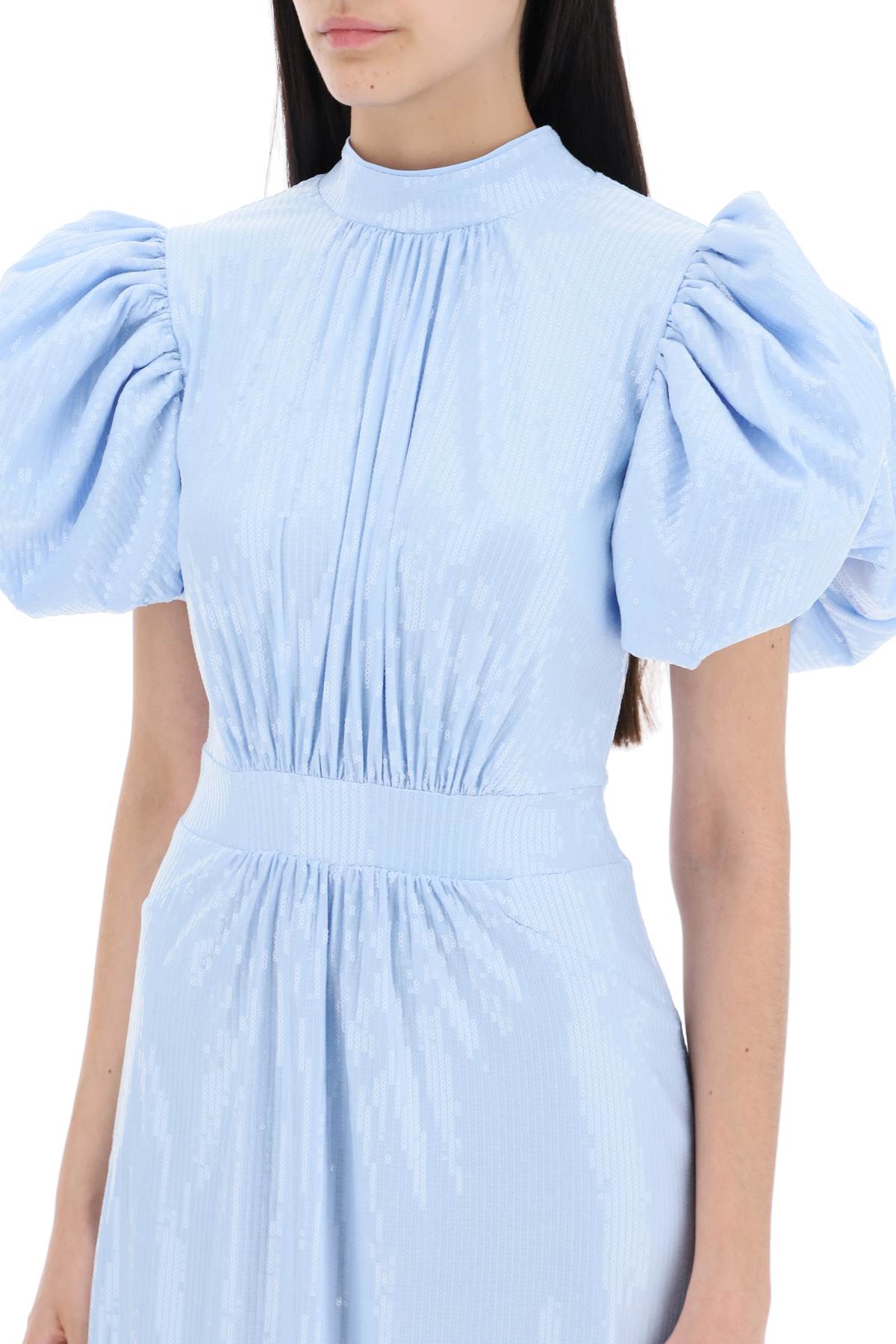 Rotate Midi Sequin Dress With Balloon Sleeves-women > clothing > dresses > midi-Rotate-Urbanheer