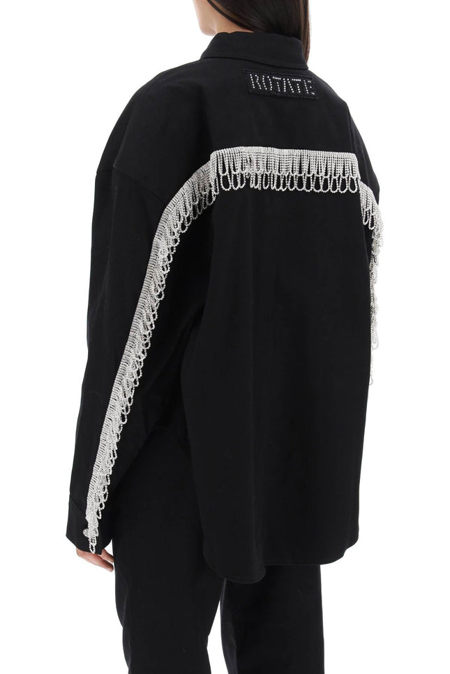 Rotate overshirt with crystal fringes-women > clothing > jackets > casual jackets-Rotate-36-Black-Urbanheer