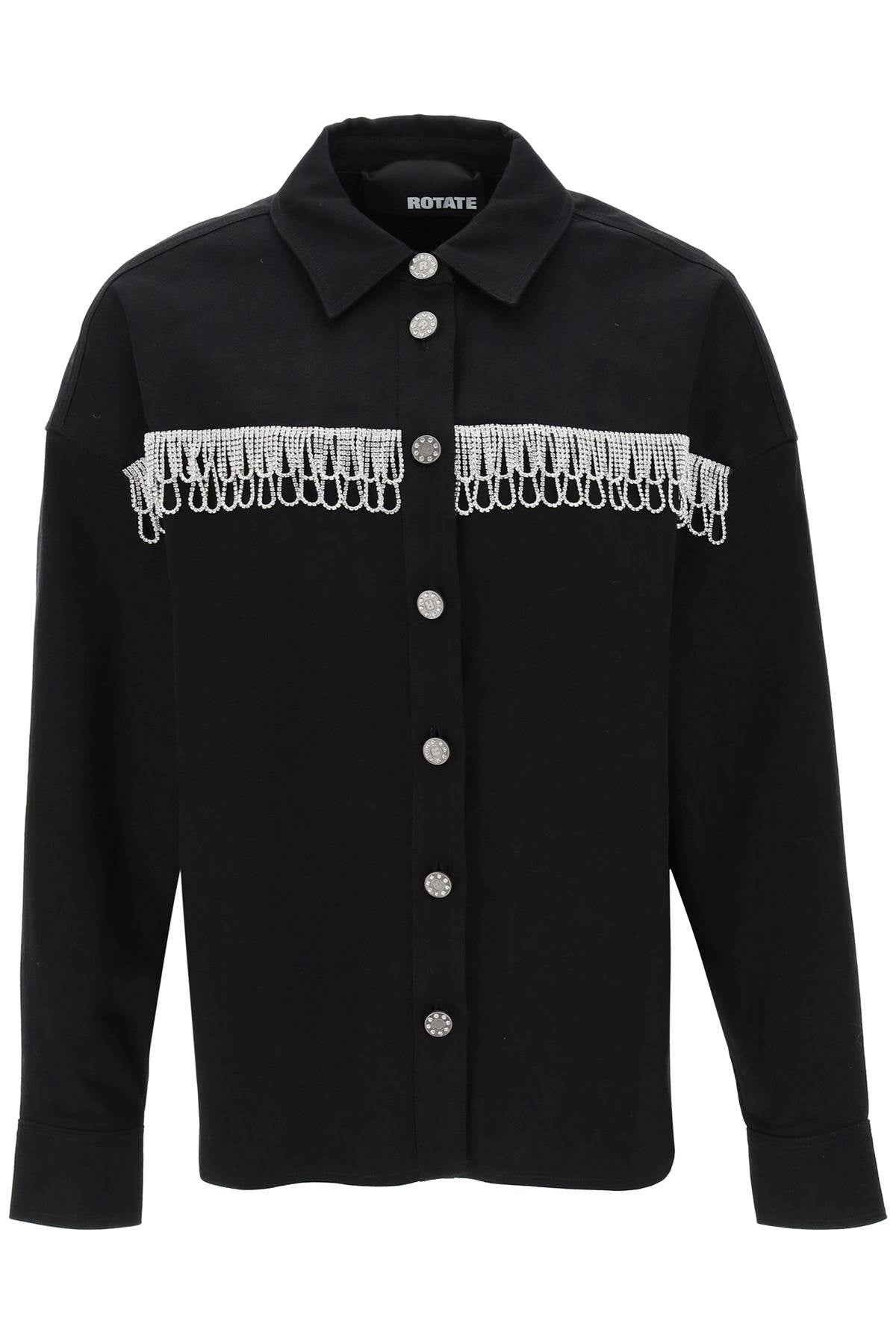 Rotate overshirt with crystal fringes-women > clothing > jackets > casual jackets-Rotate-36-Black-Urbanheer