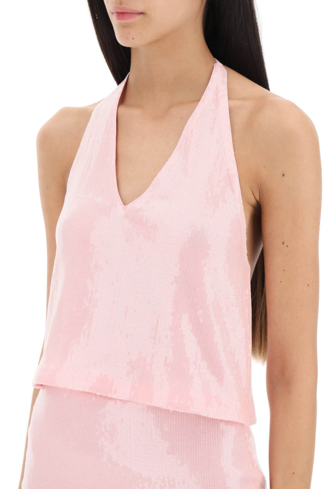 Rotate sequined halterneck top-women > clothing > tops-Rotate-38-Pink-Urbanheer