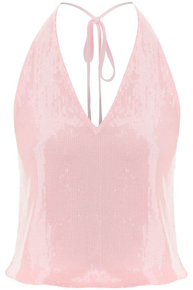 Rotate sequined halterneck top-women > clothing > tops-Rotate-38-Pink-Urbanheer