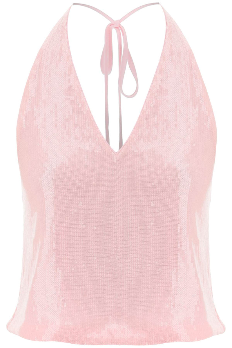 Rotate sequined halterneck top-women > clothing > tops-Rotate-38-Pink-Urbanheer