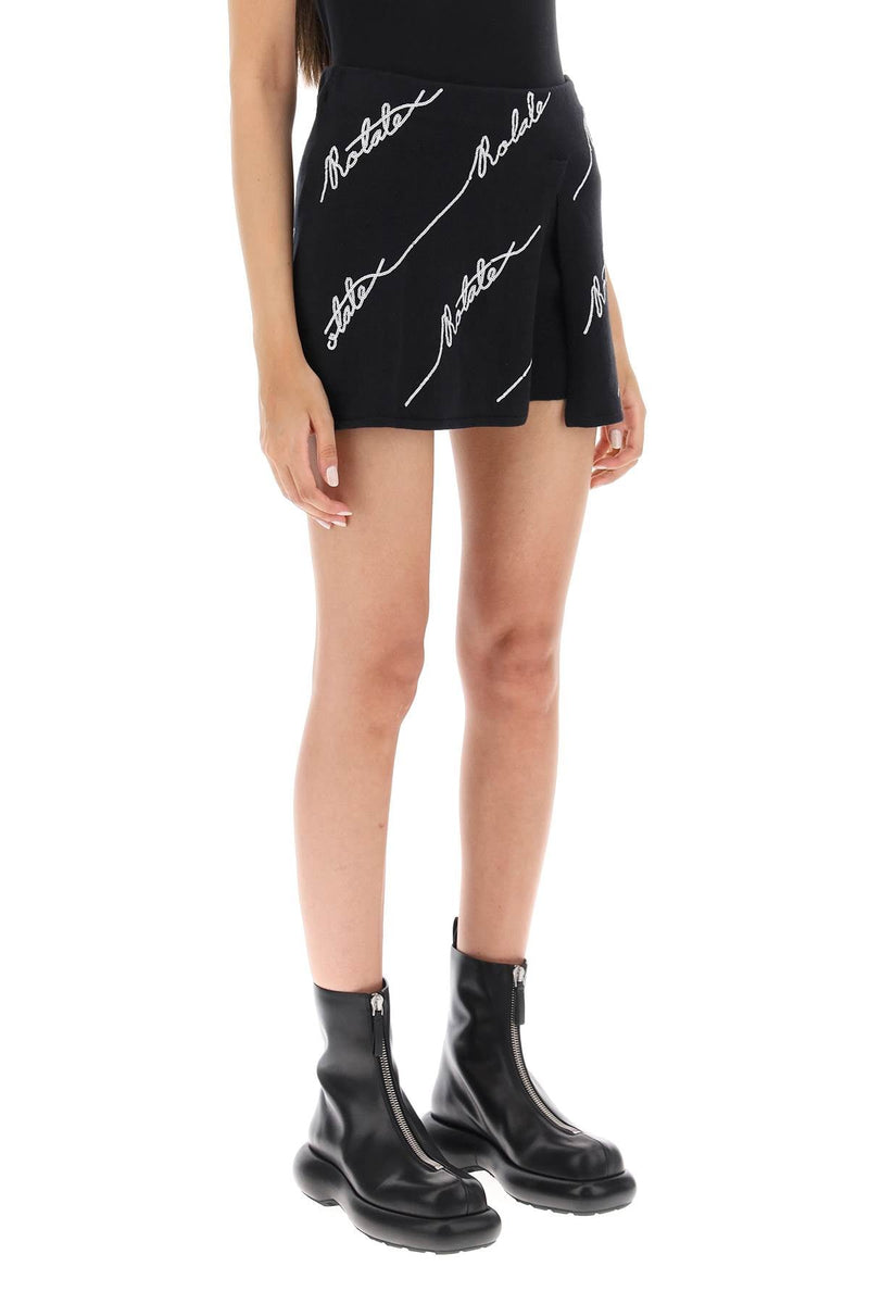 Rotate sequined logo knit skort-women > clothing > skirts > mini-Rotate-38-Black-Urbanheer