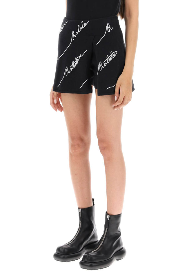 Rotate sequined logo knit skort-women > clothing > skirts > mini-Rotate-38-Black-Urbanheer