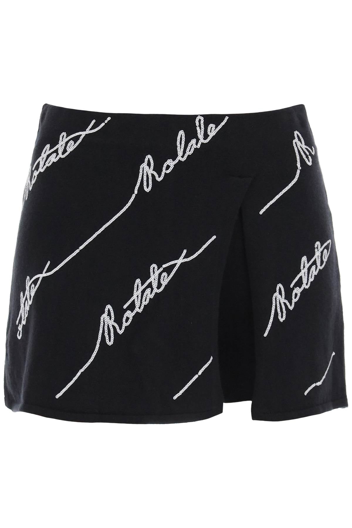 Rotate sequined logo knit skort-women > clothing > skirts > mini-Rotate-38-Black-Urbanheer