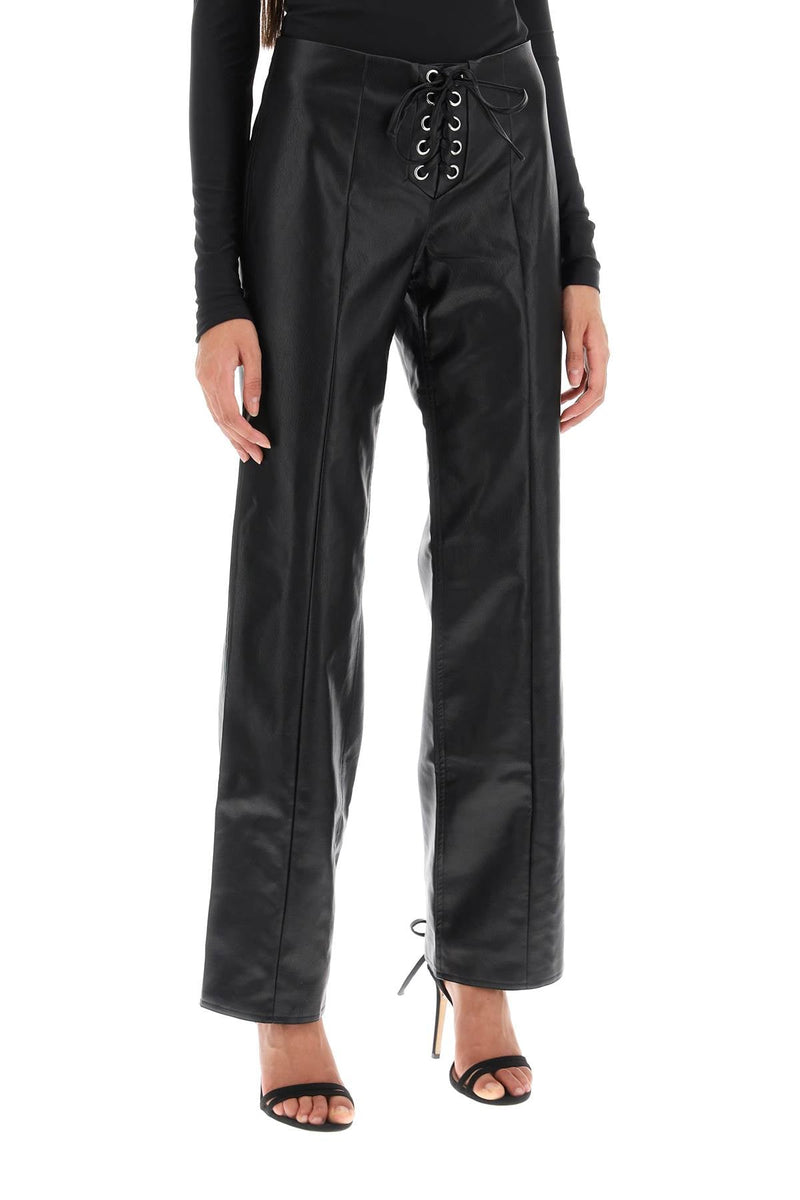 Rotate straight-cut pants in faux leather-women > clothing > trousers-Rotate-Urbanheer