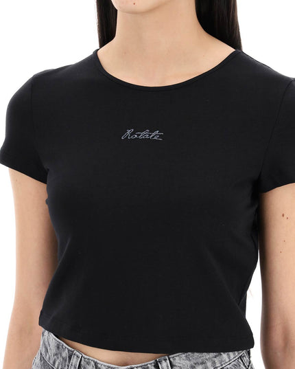 Rotate cropped t-shirt with embroidered lurex logo