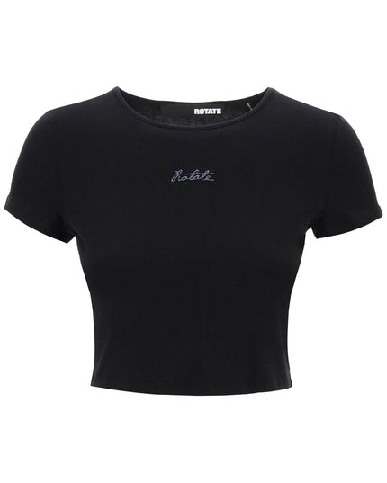 Rotate cropped t-shirt with embroidered lurex logo