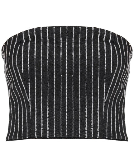 Rotate cropped top with sequined stripes