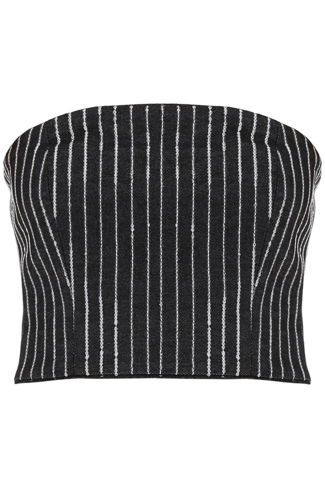 Rotate cropped top with sequined stripes