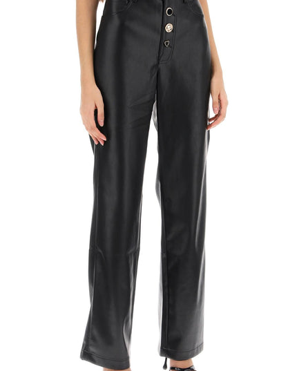 Rotate embellished button faux leather pants