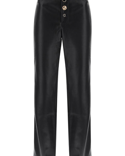 Rotate embellished button faux leather pants