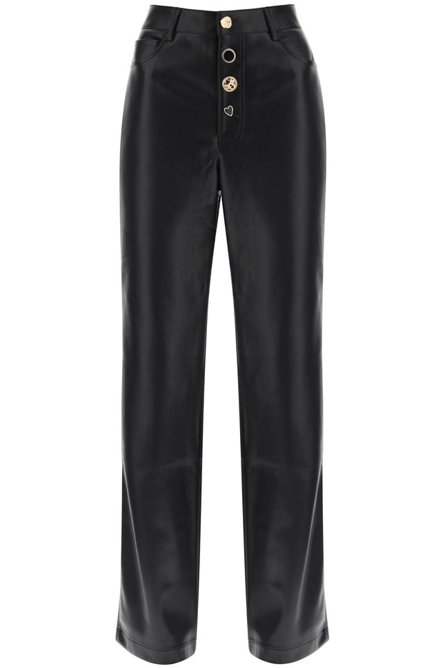 Rotate embellished button faux leather pants