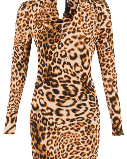 Rotate leopard printed jersey mini dress