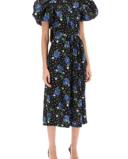 Rotate midi dress with balloon sleeves