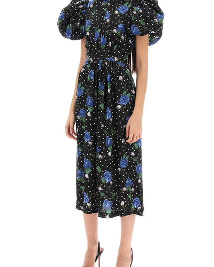 Rotate midi dress with balloon sleeves