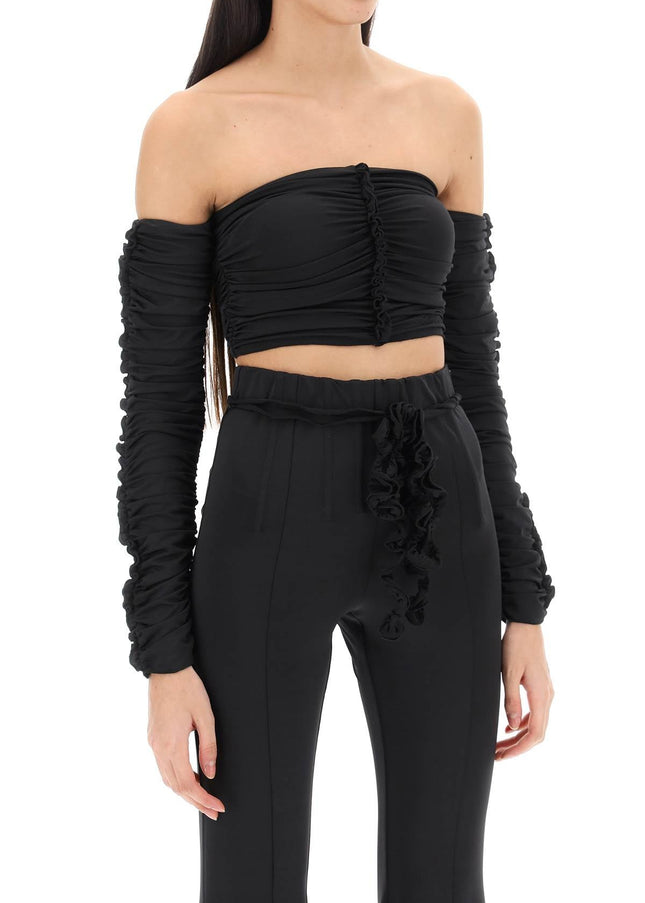 Rotate ruched off-shoulder cropped top