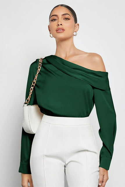 Ruched One Shoulder Long Sleeve Top