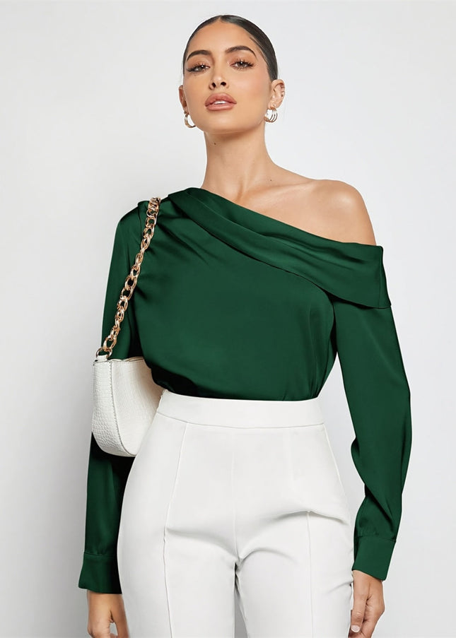 Ruched One Shoulder Long Sleeve Top