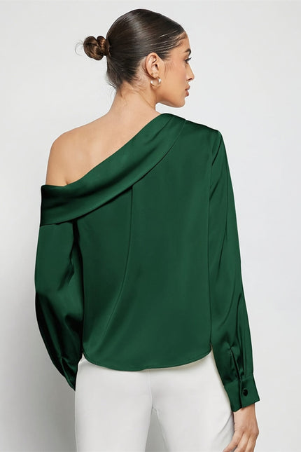 Ruched One Shoulder Long Sleeve Top