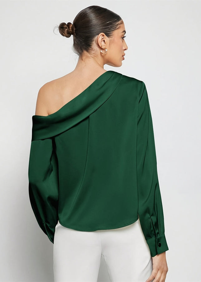 Ruched One Shoulder Long Sleeve Top