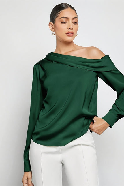 Ruched One Shoulder Long Sleeve Top