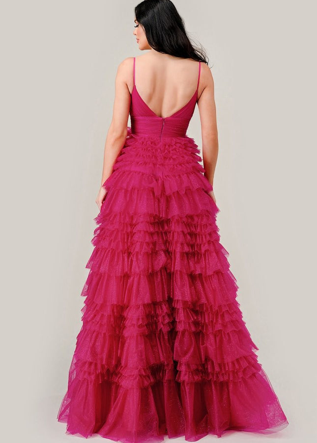 Ruffled Layed Tulle Ball Gown-1