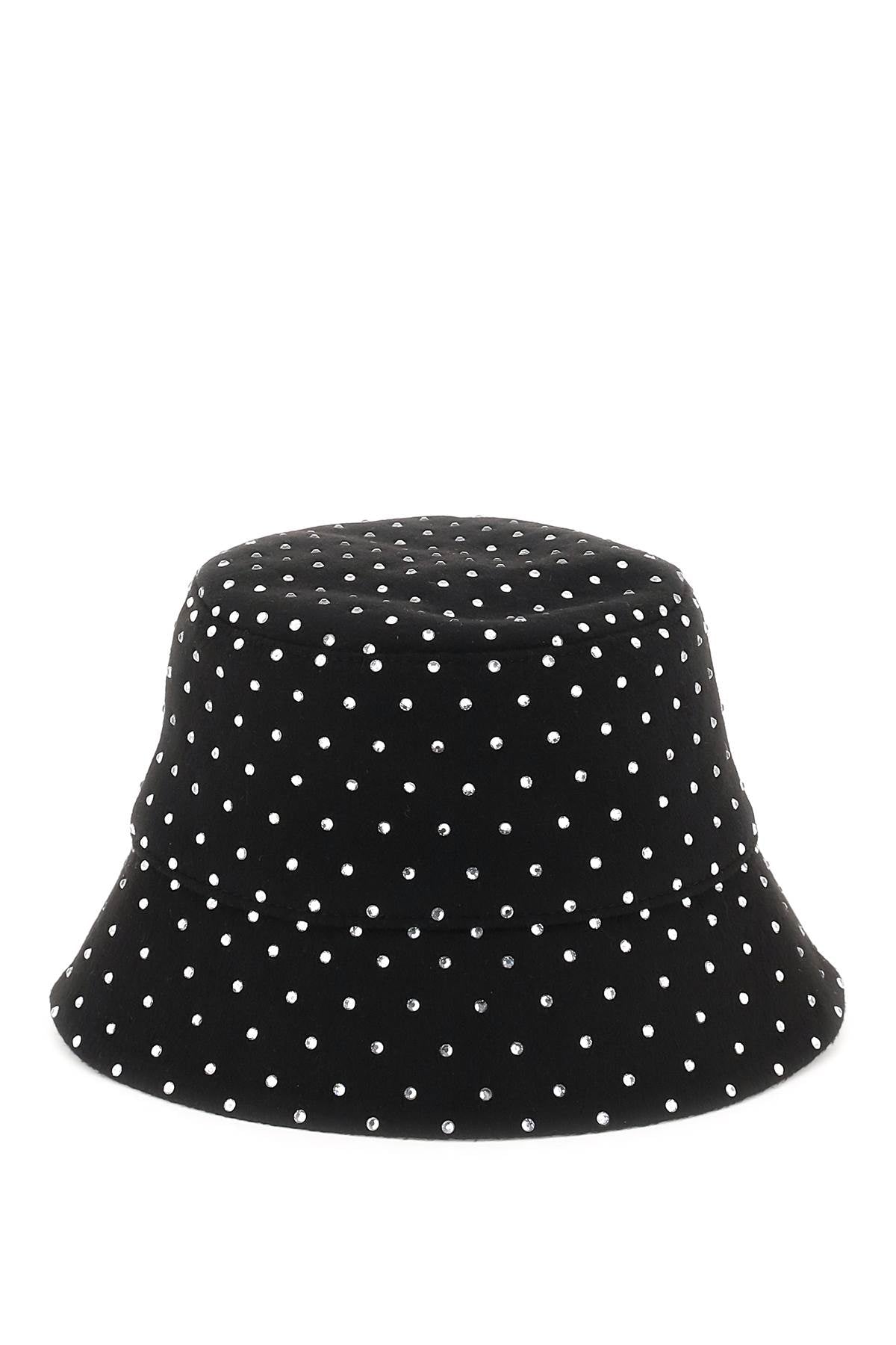 Ruslan baginskiy bucket hat with rhinestones-women > accessories > scarves and gloves-Ruslan Baginskiy-s-Black-Urbanheer