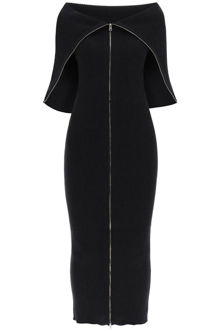 Mm6 maison margiela zippered rib knit midi dress-Dress-MM6 Maison Margiela-Black-M-Urbanheer