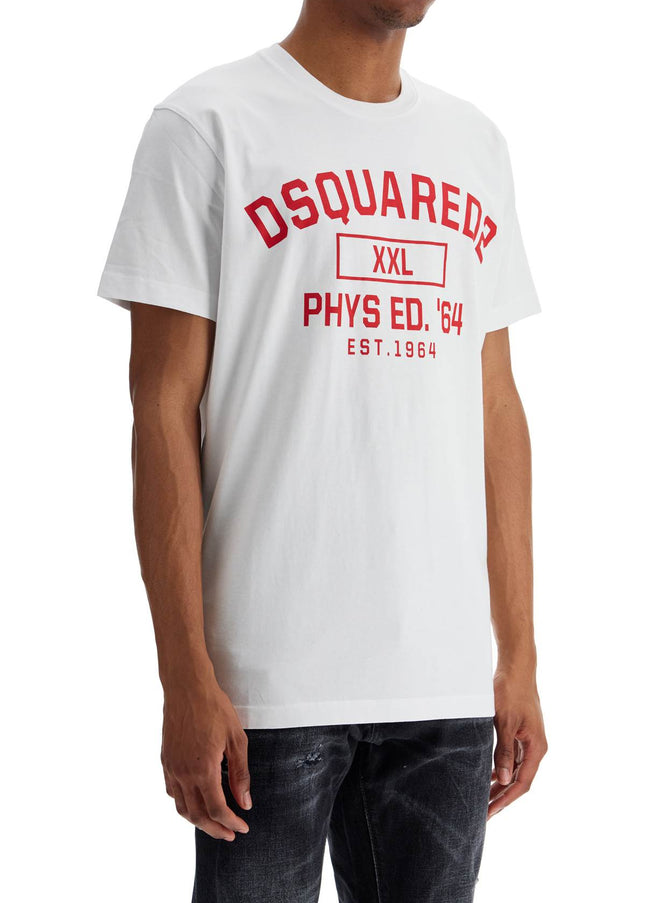 Dsquared2 white cotton t-shirt with phys ed. '64 logo