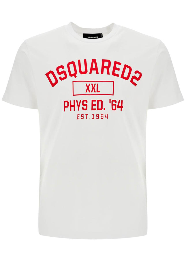 Dsquared2 white cotton t-shirt with phys ed. '64 logo