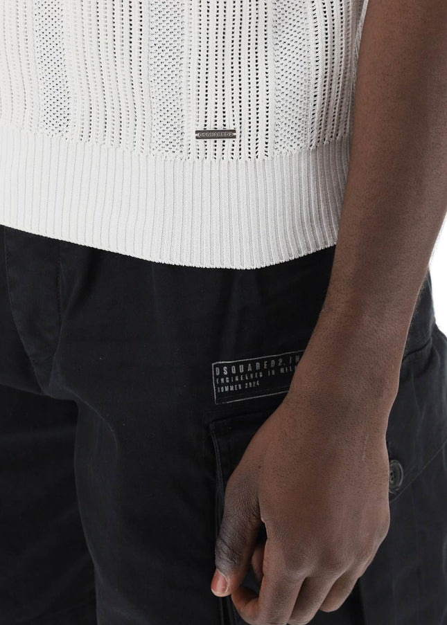 Dsquared2 perforated knit polo shirt