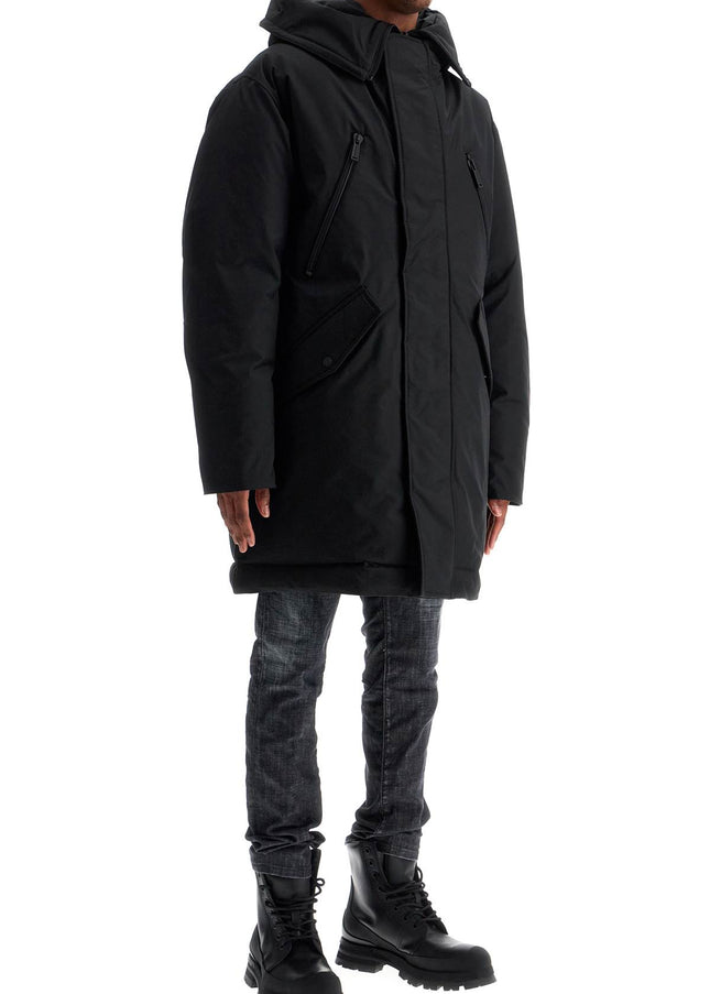 Dsquared2 black techno down polyester parka with hood