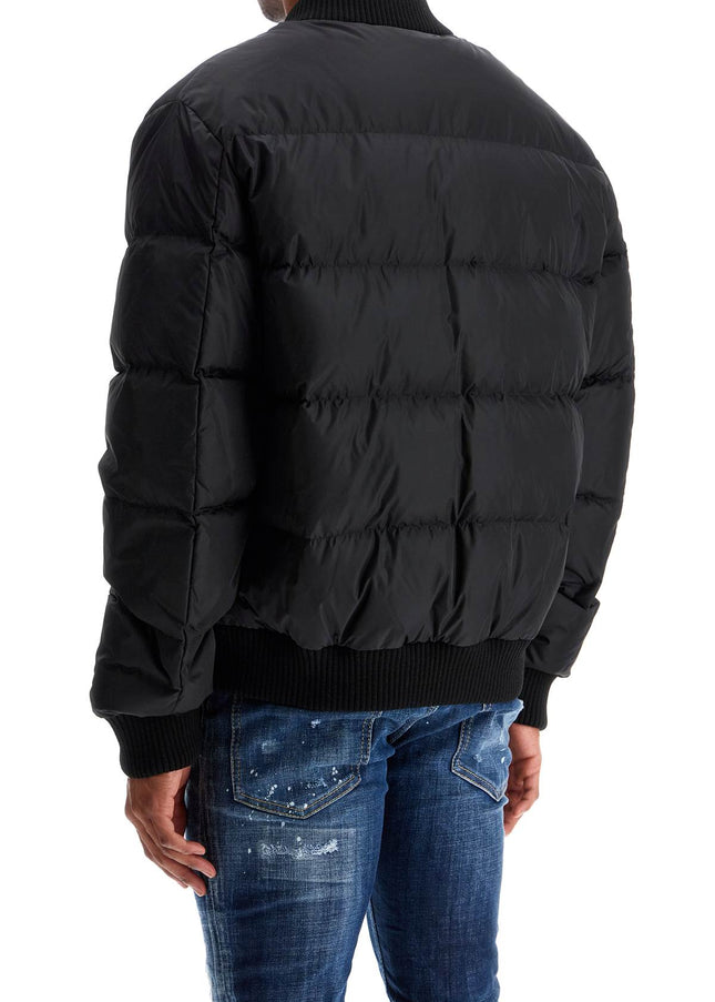 Dsquared2 shiny black cropped padded bomber jacket in polyamide