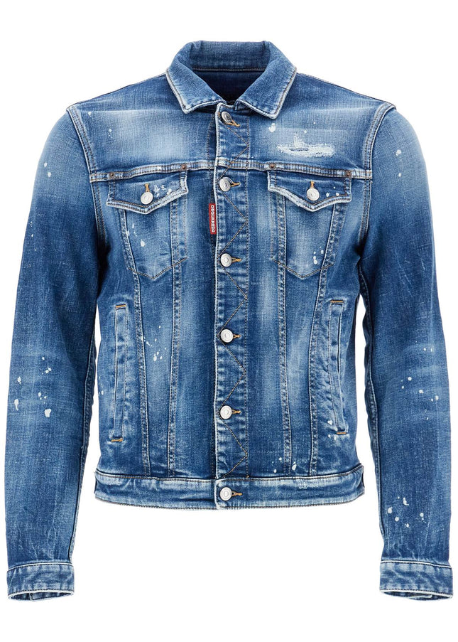 Dsquared2 navy blue vintage look cotton denim jacket