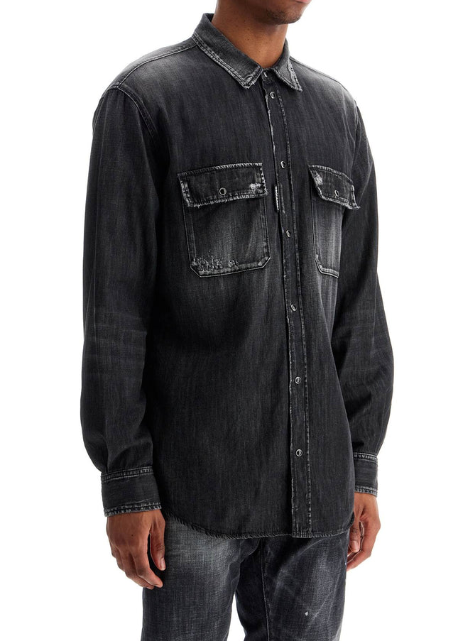 Dsquared2 black cotton shirt with contrast stitching