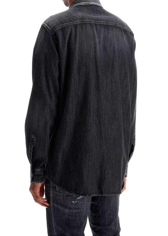 Dsquared2 black cotton shirt with contrast stitching