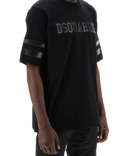 Dsquared2 t-shirt with faux leather inserts