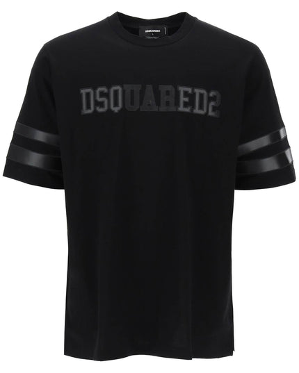 Dsquared2 t-shirt with faux leather inserts