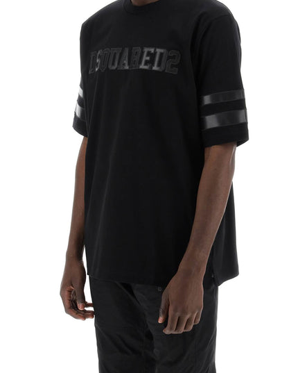 Dsquared2 t-shirt with faux leather inserts