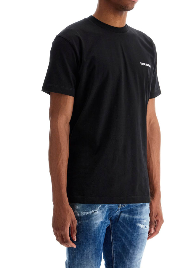 Dsquared2 black cotton t-shirt with embroidered logo